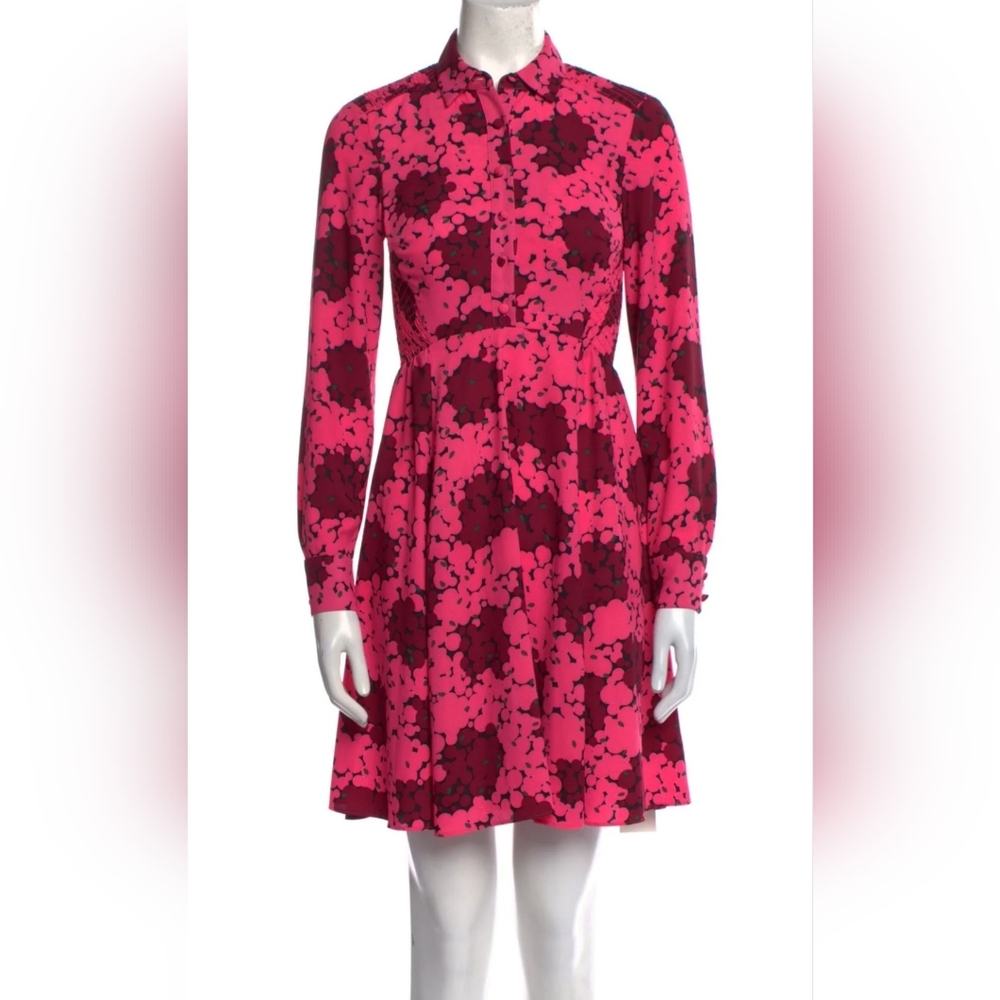 Kate Spade Pink and Red Floral Long Sleeve Dress